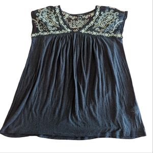 Lucky Brand Embroidered Top Floral Size Med